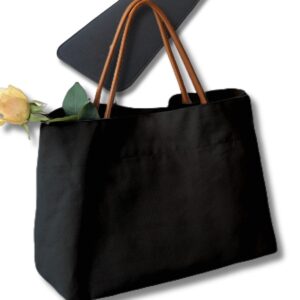 キャンバス トートバック レディース バイカラー ツートン レザー 革ハンドル（ブラック×ブラウン） (複製)