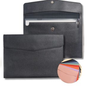 ファイルケース A4 持ち運び, PUレザー 100枚収納可能 マグネットボタン 防水・撥水 ドキュメントケース 書類ケース