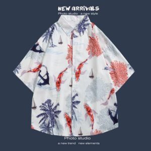 柄シャツ｜アロハシャツ｜錦鯉柄｜2109