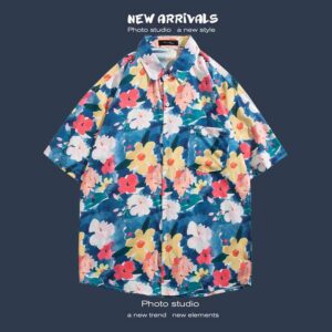 柄シャツ｜アロハシャツ｜花柄｜1196-BL