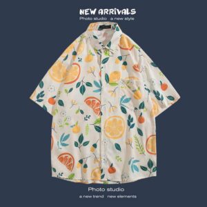 柄シャツ｜アロハシャツ｜柑橘柄｜1199