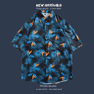 柄シャツ｜アロハシャツ｜リーフ柄｜1192-OR