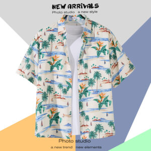 柄シャツ｜アロハシャツ｜ビーチ柄｜2130-WT