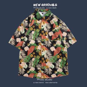 柄シャツ｜アロハシャツ｜花柄｜1193-BK