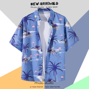 柄シャツ｜アロハシャツ｜ビーチ柄｜2117-BL