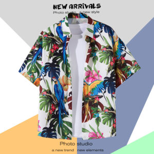 柄シャツ｜アロハシャツ｜モンステラ柄｜2114-WT
