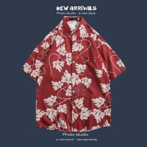 柄シャツ｜アロハシャツ｜リーフ柄｜1197-RD