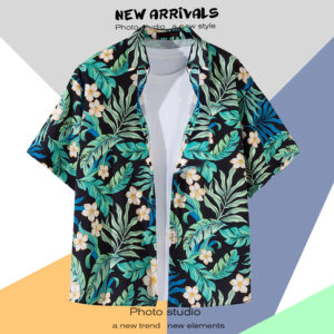 柄シャツ｜アロハシャツ｜花柄｜2124-BK