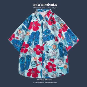 柄シャツ｜アロハシャツ｜シーサイド柄｜2106